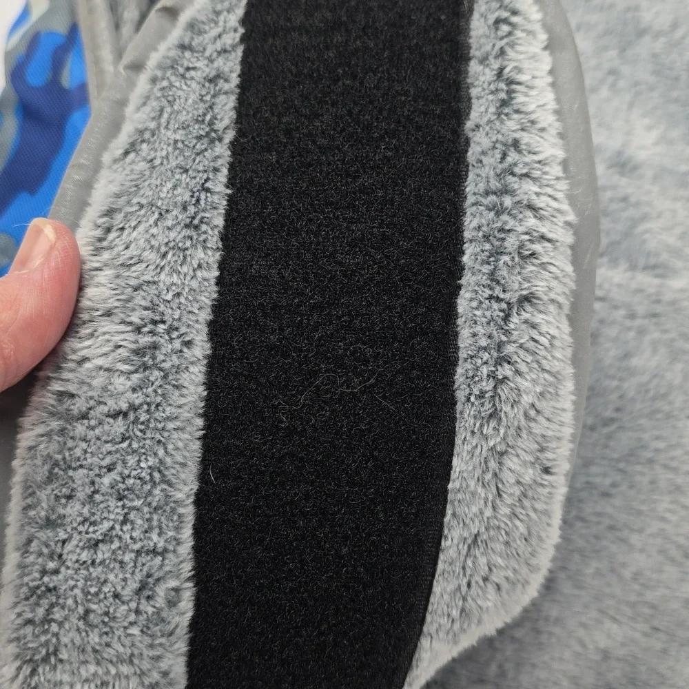 Top Paw Blue and Gray Camouflage Large Dog Coat Reflective Furry Lined Hook&Loop